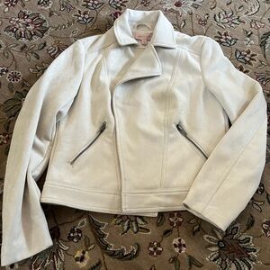 NWT womens small philosophy faux leather (suede feel) cropped open jacket